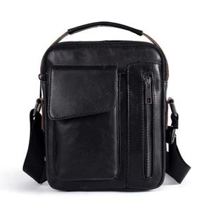 Sacoche Homme Cuir Vintage style Luxe décontracté sac bandoulière PU Véritable