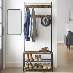 Homcom Portant Porte Manteaux Vestiaire Dentree Style Neo Retro
