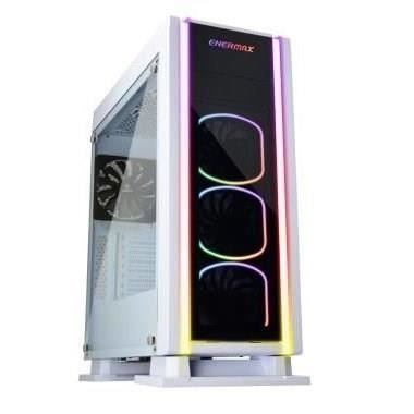 ENERMAX Saberay boitier PC blanc gaming ATX, Support RGB-sync, RGB adressable, 3 ventilateurs SquA RGB inclus, livré sans alimentati