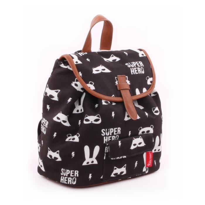 KIDZROOM Sac à dos maternelle - Black & White Super Héros