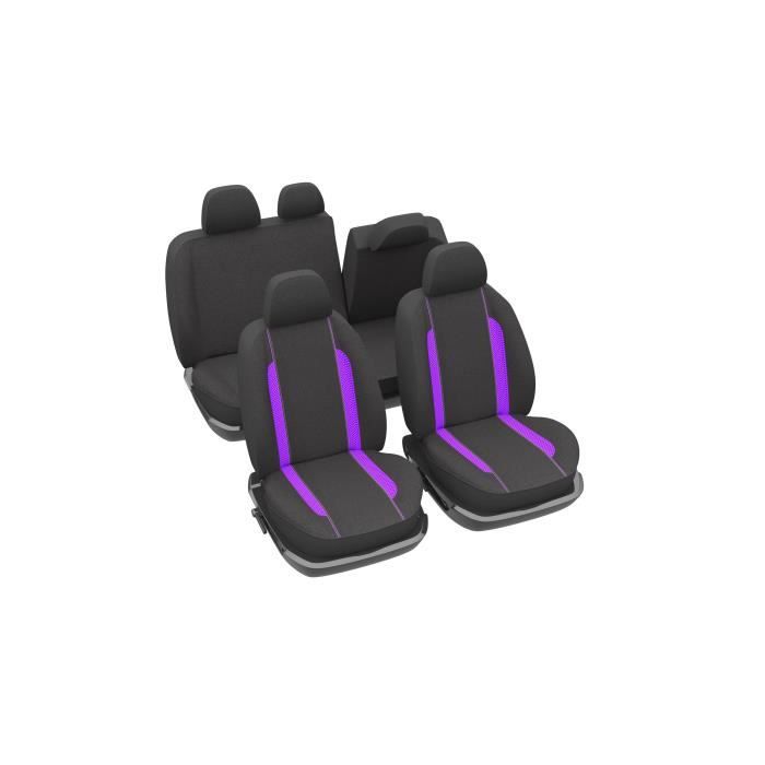 Jeu de Housses - Banquette arrière fractionable - Maille frappée noir - Mesh et joncs violet