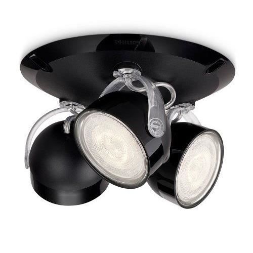 PHILIPS Plafonnier de 3 spots LED Dyna - Noir - Ampoules incluses