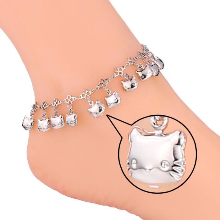 CHAINE DE CHEVILLE U7 Bracelet de Cheville Plaqué Or Blanc Femme Chaî