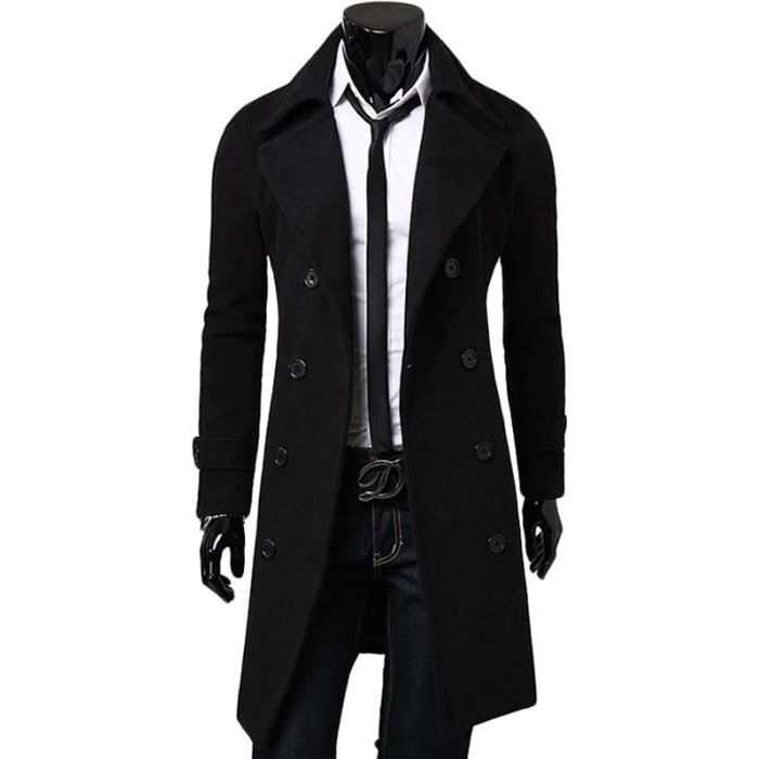 duffle coat manteau en laine homme manteau à do noir - achat