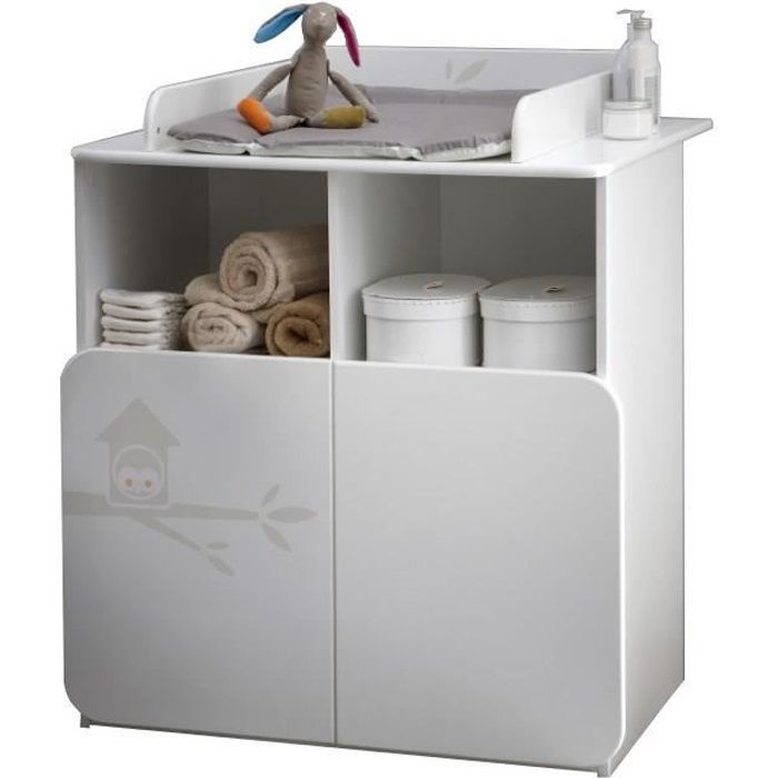 HIBOUX Commode Table à Langer 70 X 55 cm Coloris Blanc Velours