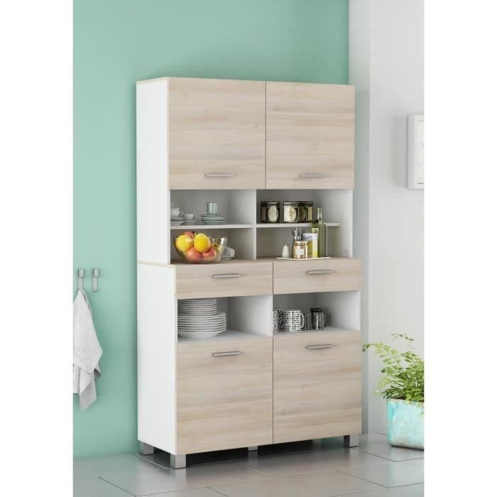 Fusion Buffet De Cuisine 101 Cm Blanc Et Gris Anthracite