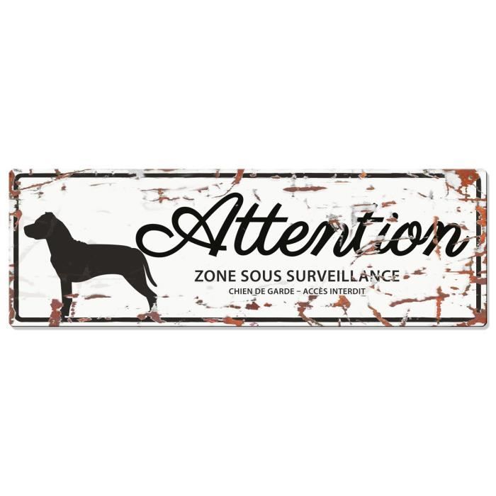 D&D Plaque Attention Chien Stafford - Blanc
