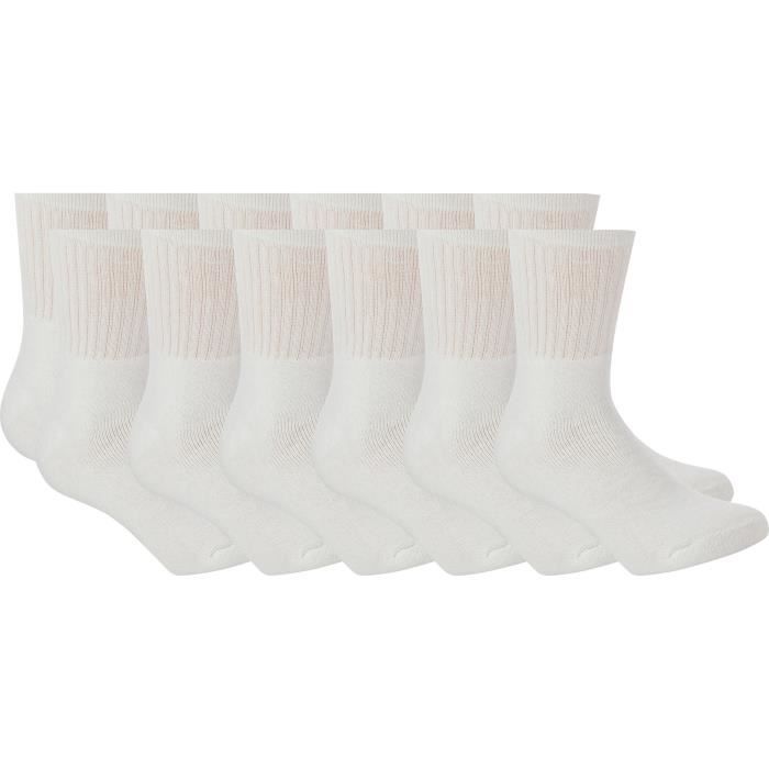 ATHLI-TECH Lot de 12 Paires Chaussettes Tennis - Homme - Blanc