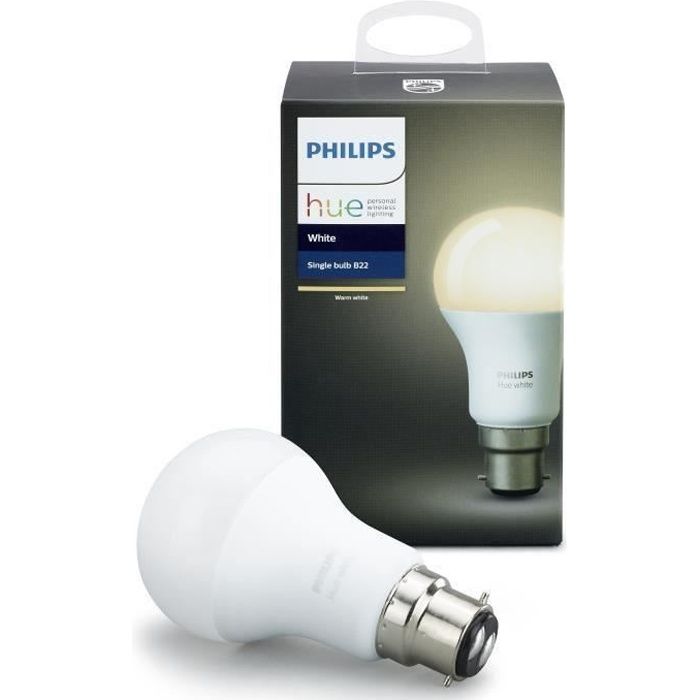 PHILIPS Hue White Ampoule LED connectee B22 9,5 W equivalent a 60 W