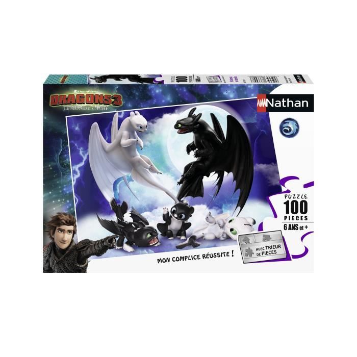 RAVENSBURGER Puzzle 100 p - Krokmou en famille / Dragons 3