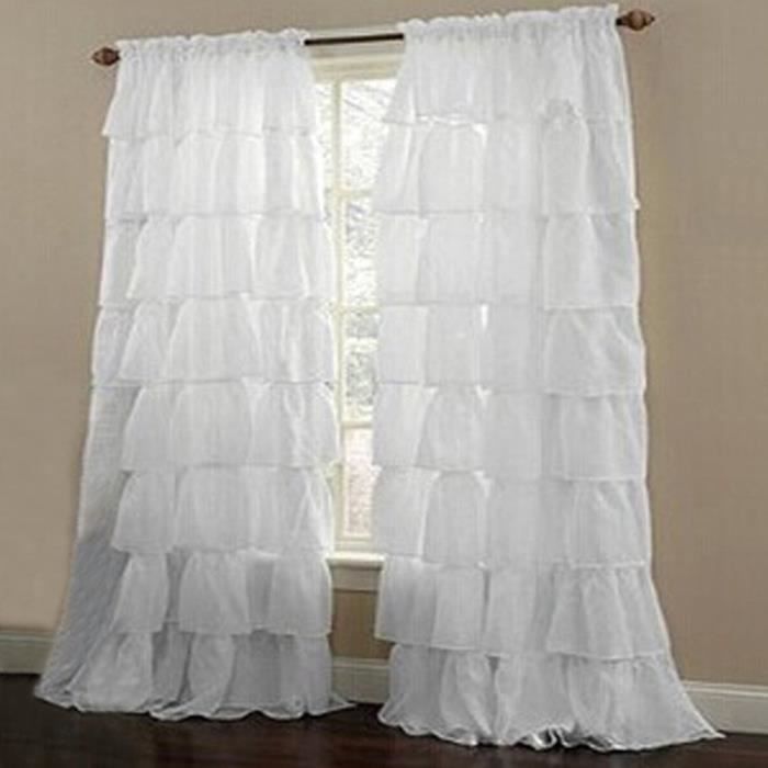 1Pc Rideau Voilage Passe Tringle LxH-140x225CM Blanc Jointif ... 1Pc Rideau Voilage Passe Tringle LxH-140x225CM Blanc Jointif ...
