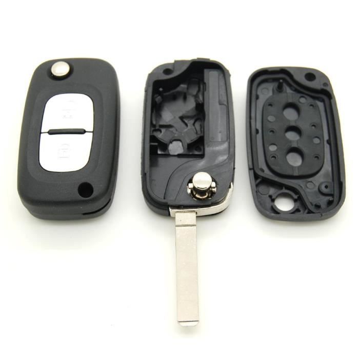 Coque De Clé Vierge Compatible Renault (Kangoo, Clio, Modus) - 3 Boutons, Noire, Neuve