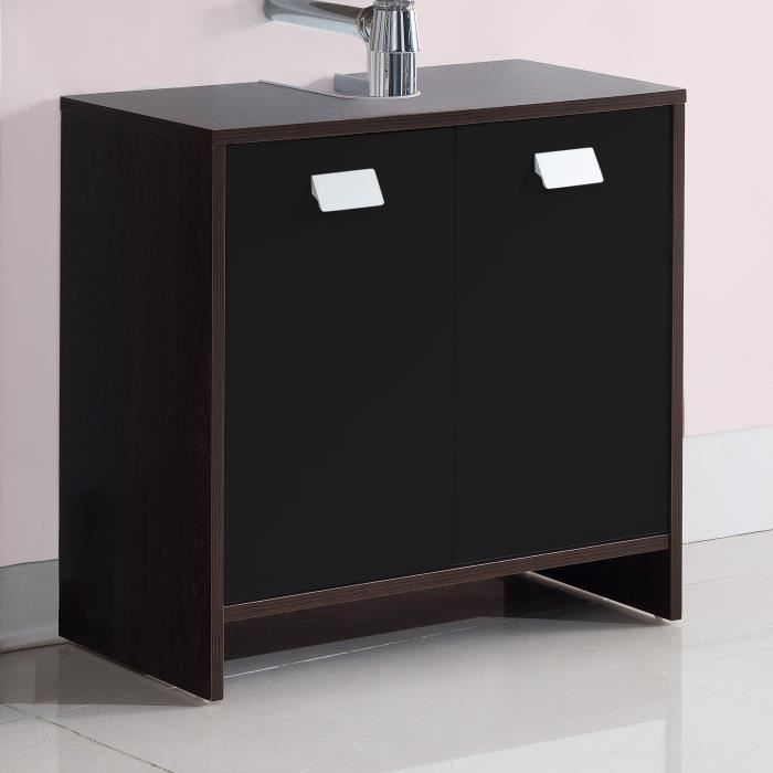 TOP Meuble sous-vasque L 60 cm - Décor wengé et noir mat