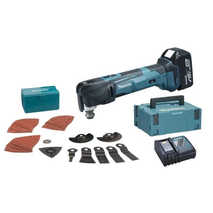 MAKITA Outil multifonctions 2x18V 4Ah Li-ion avec 38 accessoires et un coffret Makpac