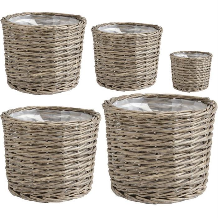 Cache-pot en osier gris, doublé plastique JCP289SP - Achat ...