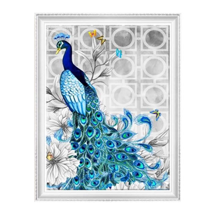 Kit Peinture Diamant 5D Florent Pagny Paon Rond - DIY Diamants à Coller - Toile 40x50 Cm - Inclus Stylos, Cire Et Diamants Supplémentaires