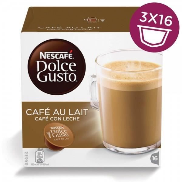 NESCAFÉ DOLCE GUSTO Lot de 3 paquets de Café au lait - 3 x 16 Capsules