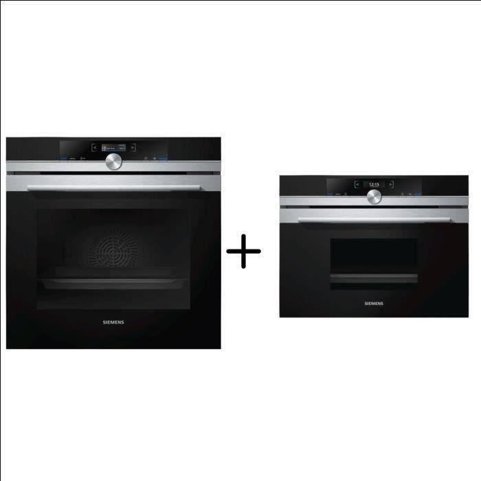 SIEMENS HB675GBS1 Four multifonction - 71 l - Classe A+ - Inox + SIEMENS CD634GBS1 Four vapeur fullSteam encastrable - 38 L - Inox