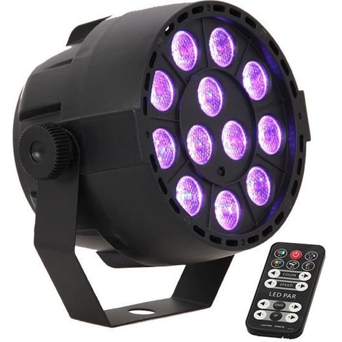 IBIZA PAR-MINI-RGB3 Projeteur PAR à LED 12x3W RVB 3-en-1