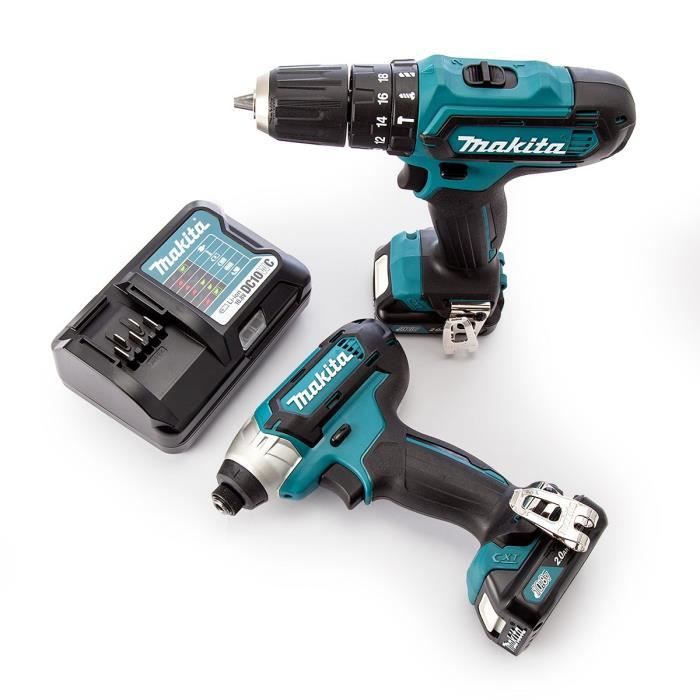 MAKITA Perceuse-visseuse à percussion et visseuse à chocs CLX202AJ - Avec 2 batteries 10,8V et coffret Makpac