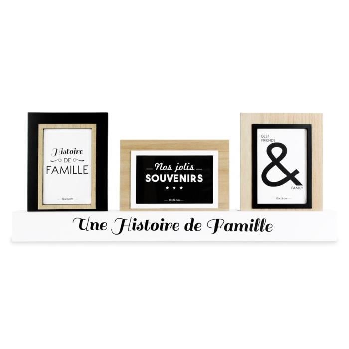 THE HOME DECO FACTORY Lot de 3 cadres photos - Bois - 58,7x3,6x23,5 cm - Noir et blanc