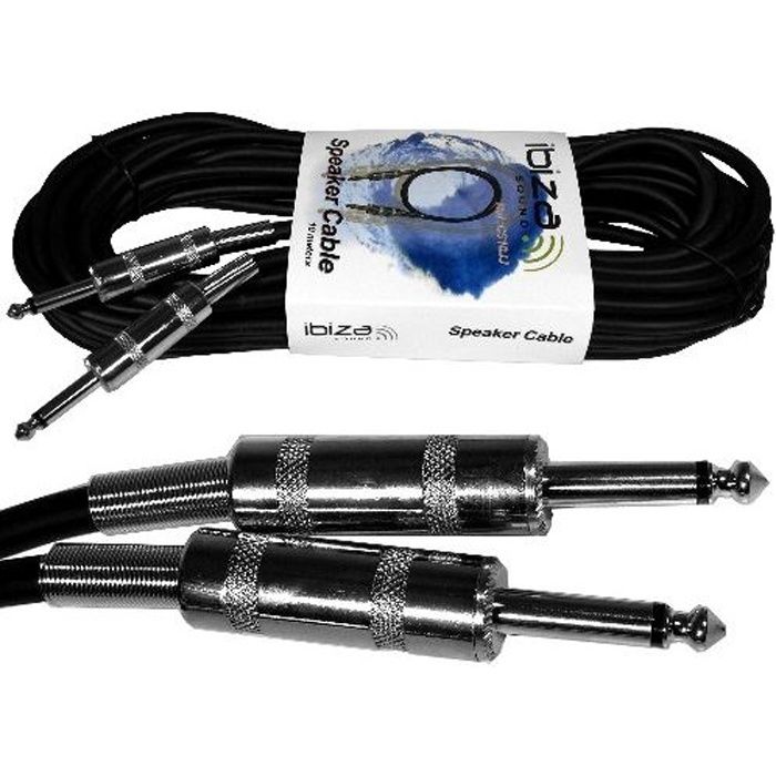 IBIZA SOUND CS10JJ Cordon d'enceinte - 2 x Jack mono mâle 6,35 mm - 10 m