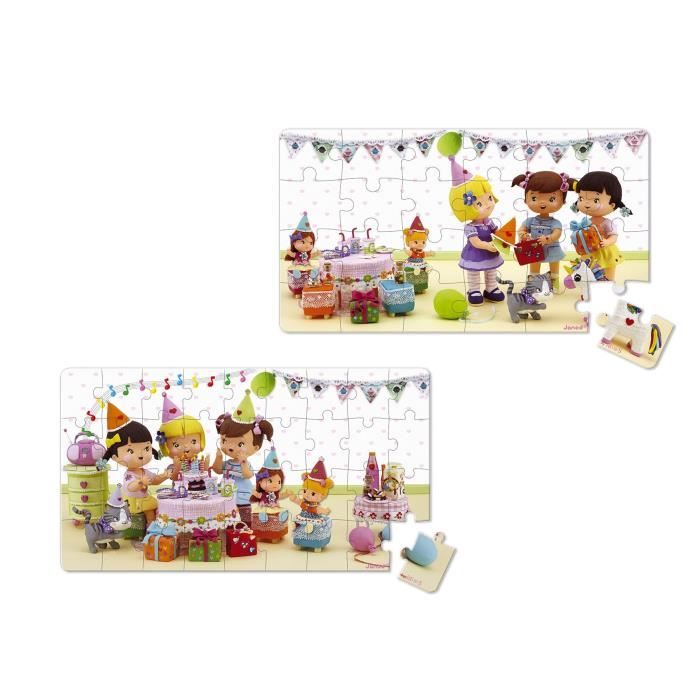 JANOD Lot de 2 Puzzles Lovely ''Juliette joue à fêter son anniversaire''