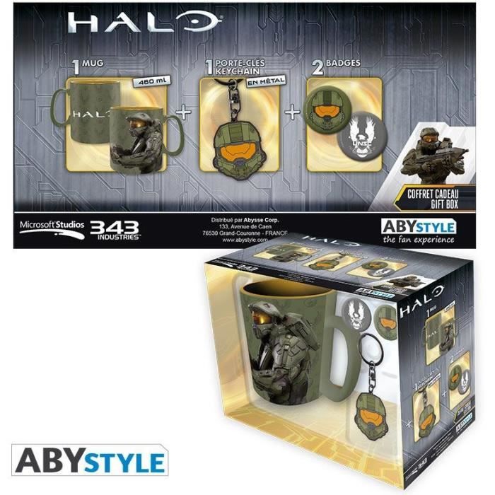 Pack Halo: 1 Mug + 1 Porte-clés + 2 Badges