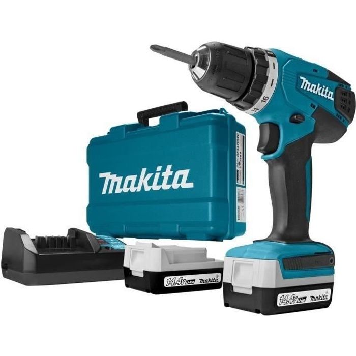 MAKITA Perceuse-visseuse sans fil DF347DWE - 14,4 V - Livrée avec 2 batteries 1,3 Ah Li-Ion