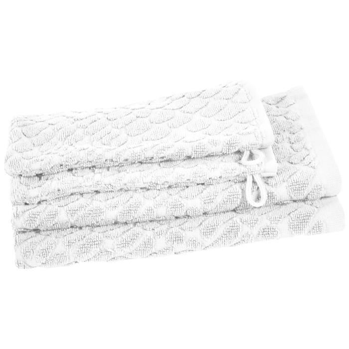VENT DU SUD Ensemble 2 serviettes invité + 2 gants THALIA - 30x50 cm - Blanc neige