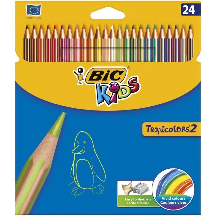 24 Couleurs vives   Crayon de qualité en bois   Mine pigmentée