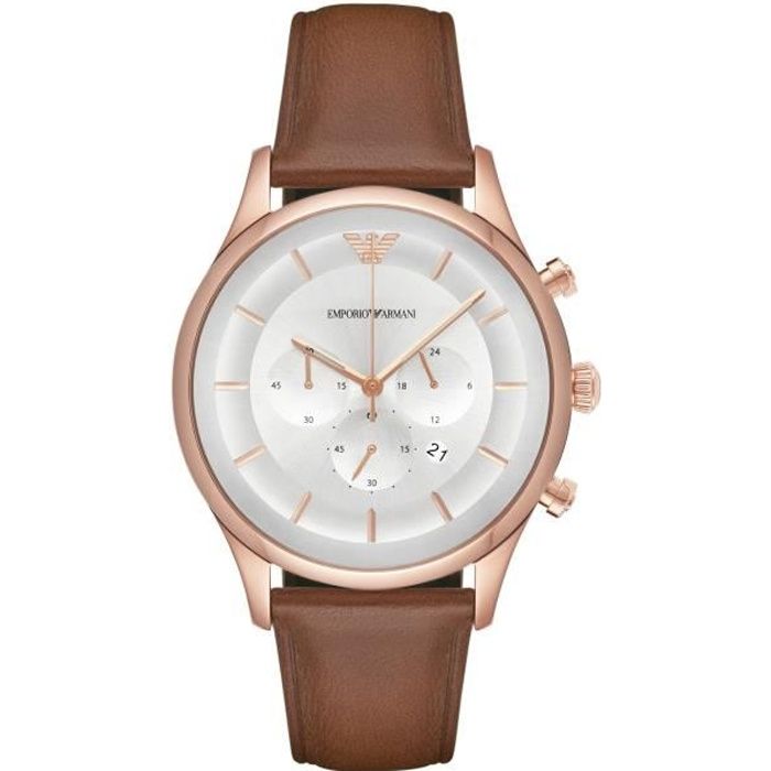 ARMANI Montre Homme AR11043 Bracelet Cuir Marron