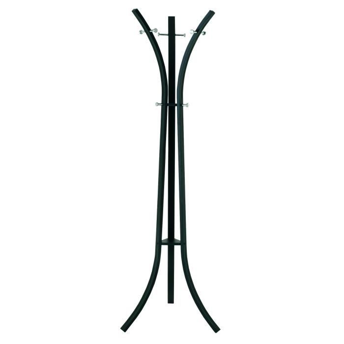 Porte-manteau Assuan - Acier - Ø45x177 cm - Noir avec crochets chromés