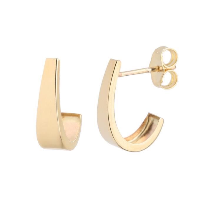 YSORA Boucles d'Oreilles Demi-créole Or Jaune 375° Femme