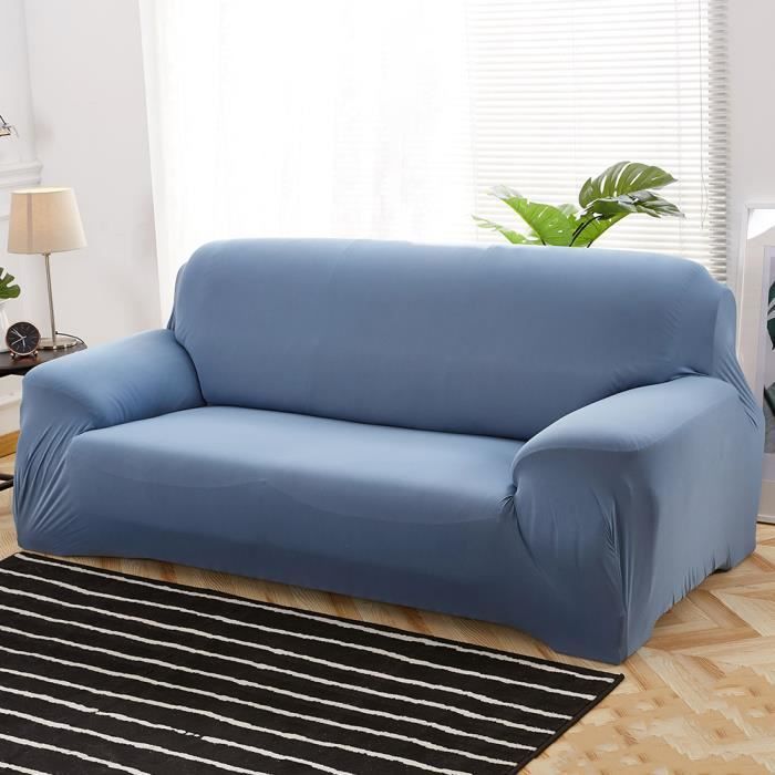 Housse de Canapé Bleu Gris Revêtement Stretch Tissu Élastique ... Housse de Canapé Bleu Gris Revêtement Stretch Tissu Élastique ...