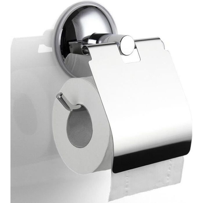 Porte Rouleau Papier Toilette Dérouleur WC en Inox chromée Fixation en Ventouse - Achat / Vente ...