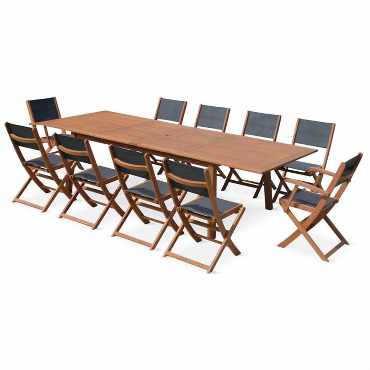 Salon de jardin en bois Almeria, grande table 200-250-300cm ... Salon de jardin en bois Almeria, grande table 200-250-300cm ...
