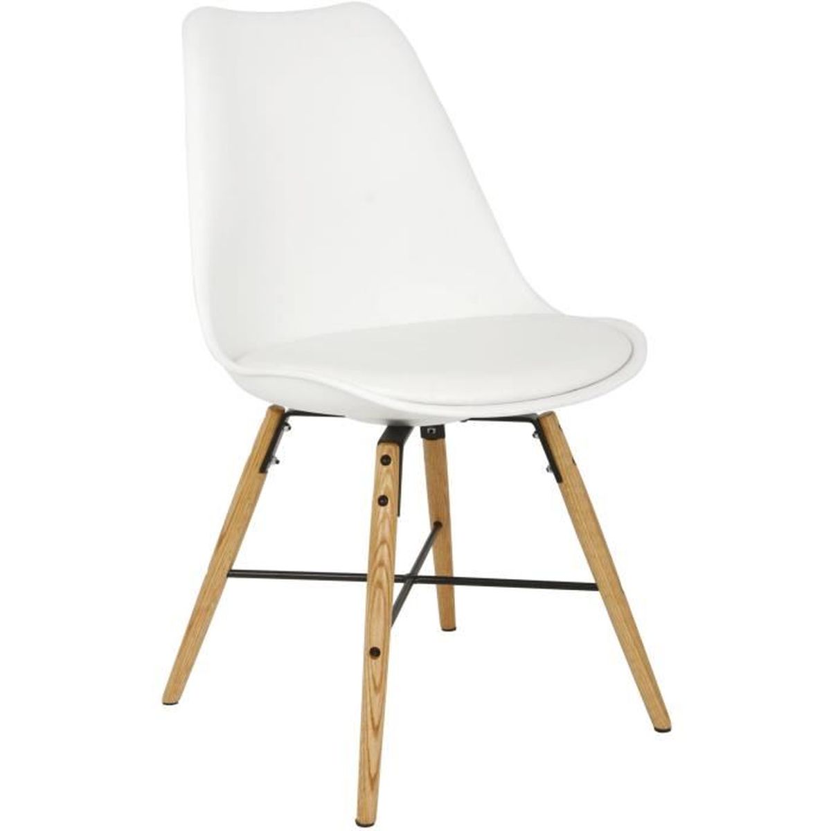 Chaise Scandinave Avec Coussin Integre Bingo Lot De 2 Blanc