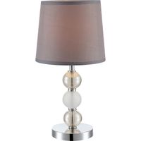 LAMPE A POSER Lampe à poser chrome - Verre satiné - Tissu gris m LAMPE A POSER Lampe à poser chrome - Verre satiné - Tissu gris m