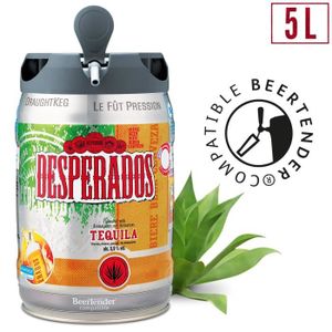DESPERADOS Fût de bière Blonde Téquila - Compatible Beertender - 5 L DESPERADOS Fût de bière Blonde Téquila - Compatible Beertender - 5 L