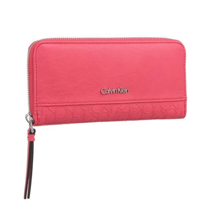 CALVIN KLEIN Portefeuille plat K60K601126 - MADDIE LARGE ZIPAROUND ROUGE Femme