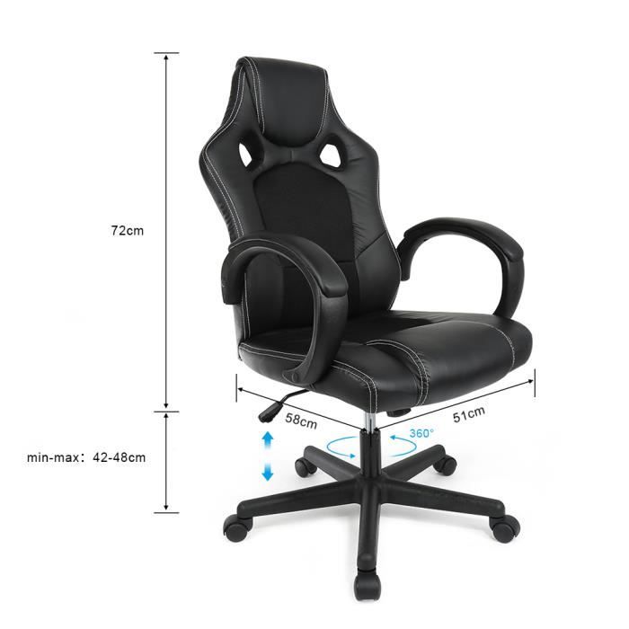 Noir 2 De Bureau Supplémentaires Fournies Ordinateur Chaise Pour Fauteuil Roulettes Pu 1FKclJ