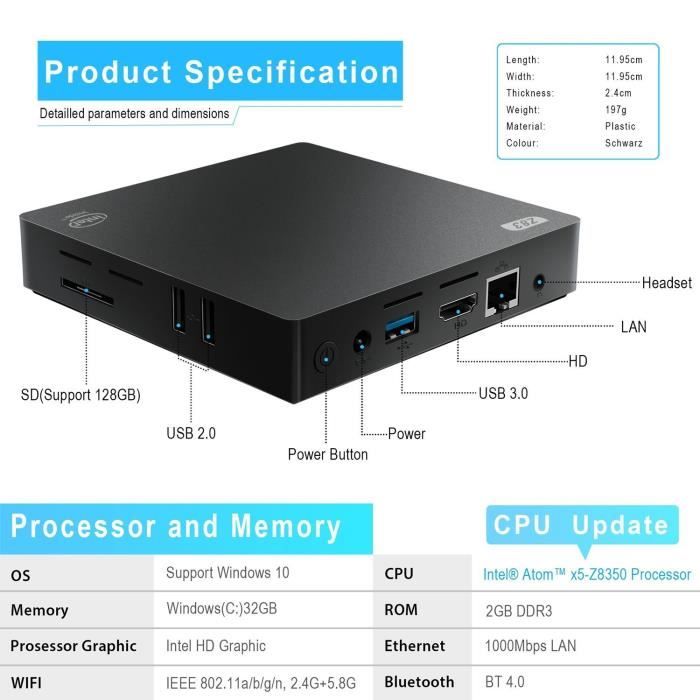  Z83 II Mini PC avec Windows 10/ Boîtier1