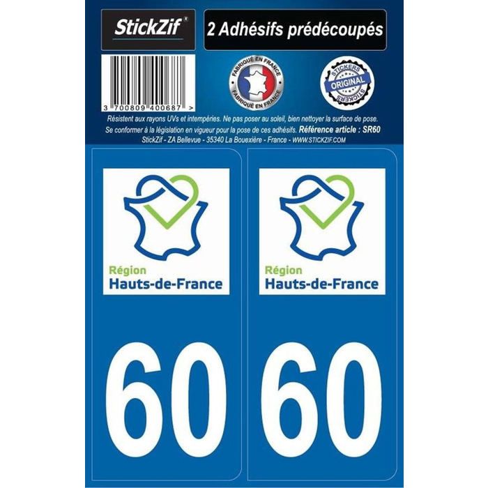 STICKZIF 2 Autocollants Région Département 60 SR60