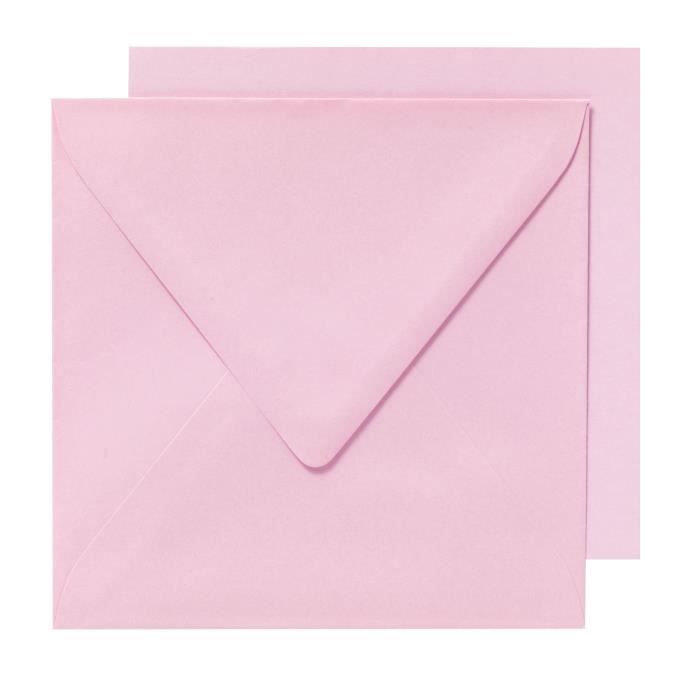 PANDURO Enveloppes cartes Rose x10 - Carrées pré-pliées - Poids 240 g - 155x155 cm