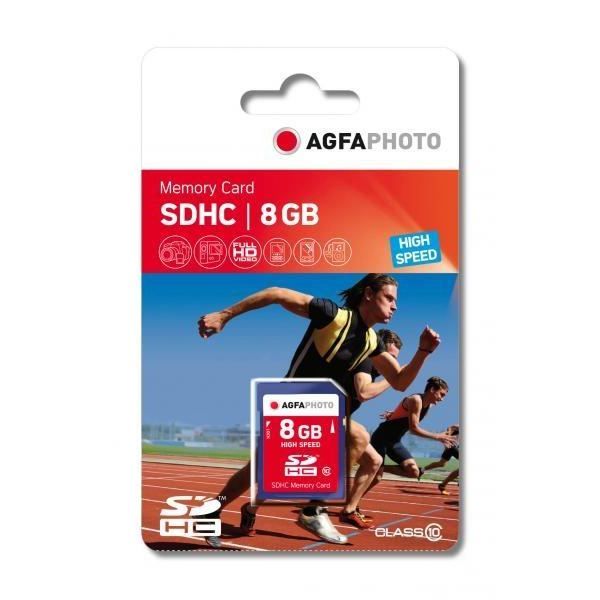 10   Achat / Vente CARTE MEMOIRE AgfaPhoto SDHC 8Go Class 10