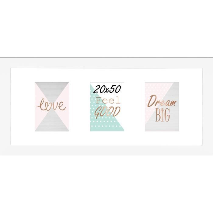 Cadre multivue - 3 vues - MDF - 20x50 cm - Blanc mat