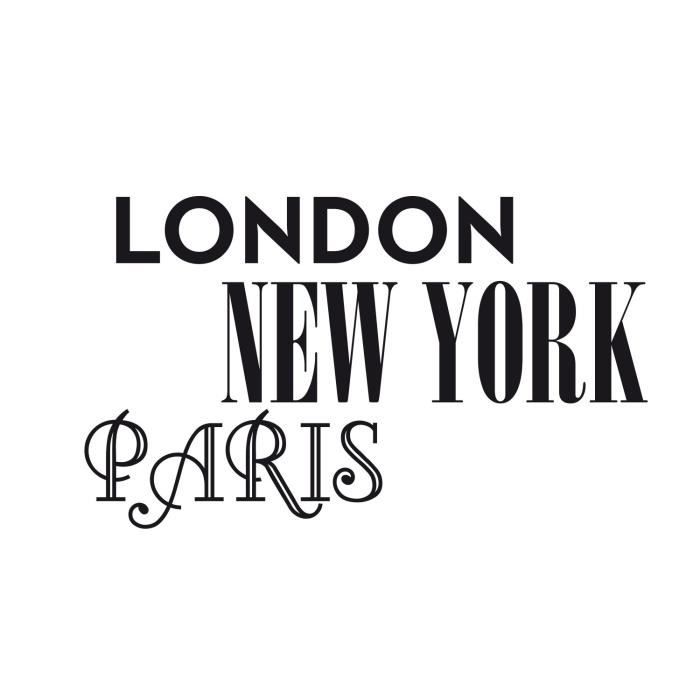 Stickers adhésif mural London New York Paris - 51x30cm