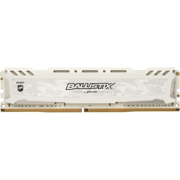 BALLISTIX - Mémoire RAM PC - Sport LT Blanc - DDR4 - 8Go - 3000 MHz - UDIMM (BLS8G4D30AESCK)