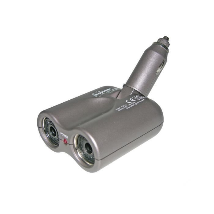 Double prise allume-cigare - Fixe - Témoin LED - Norme CE